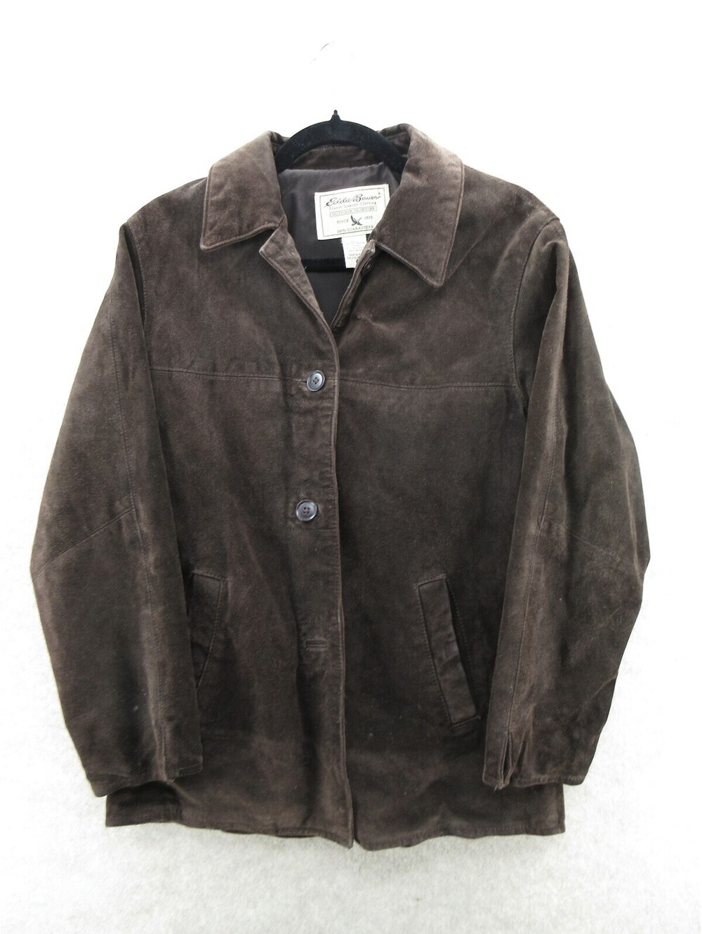 Eddie Bauer Women’s XS Brown Genuine Leather Suede Jacket Button Front